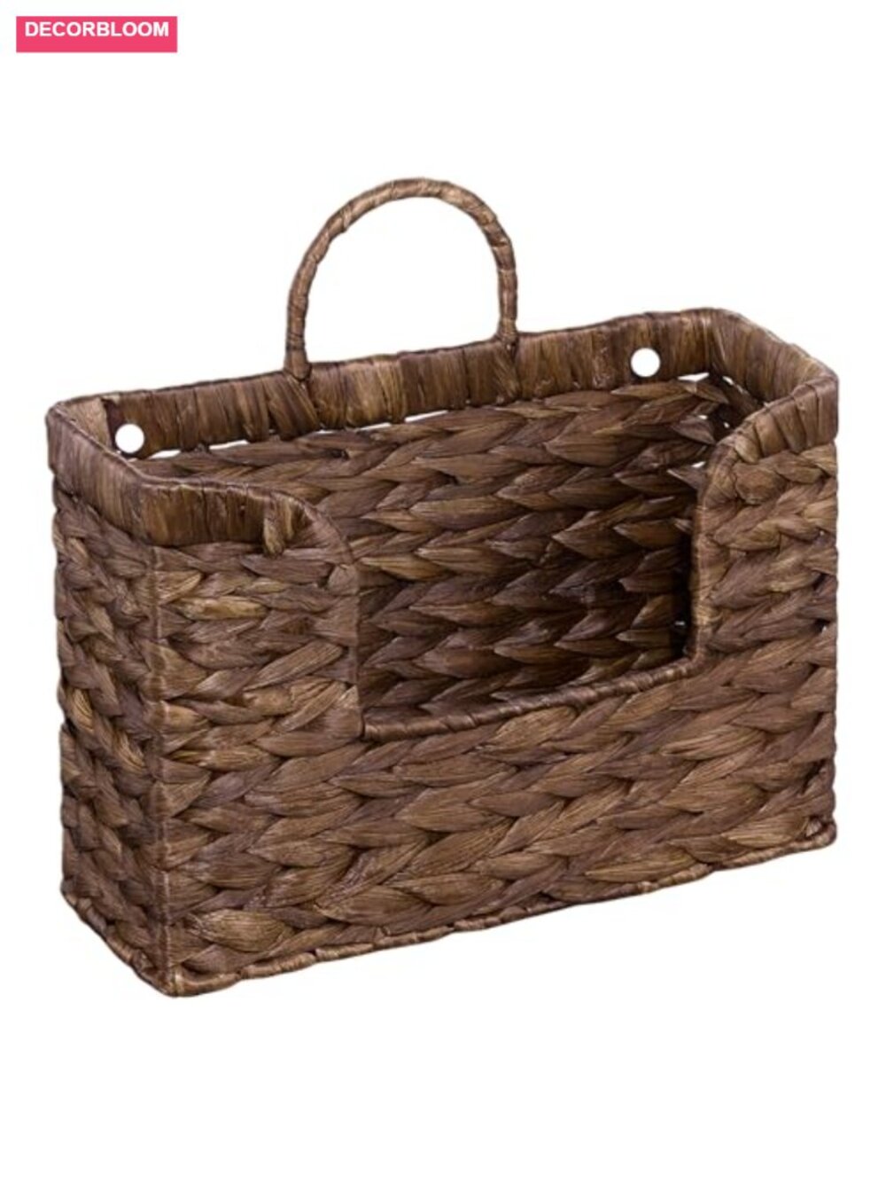 Water Hyacinth Woven Wall Magazine Holder with Handle